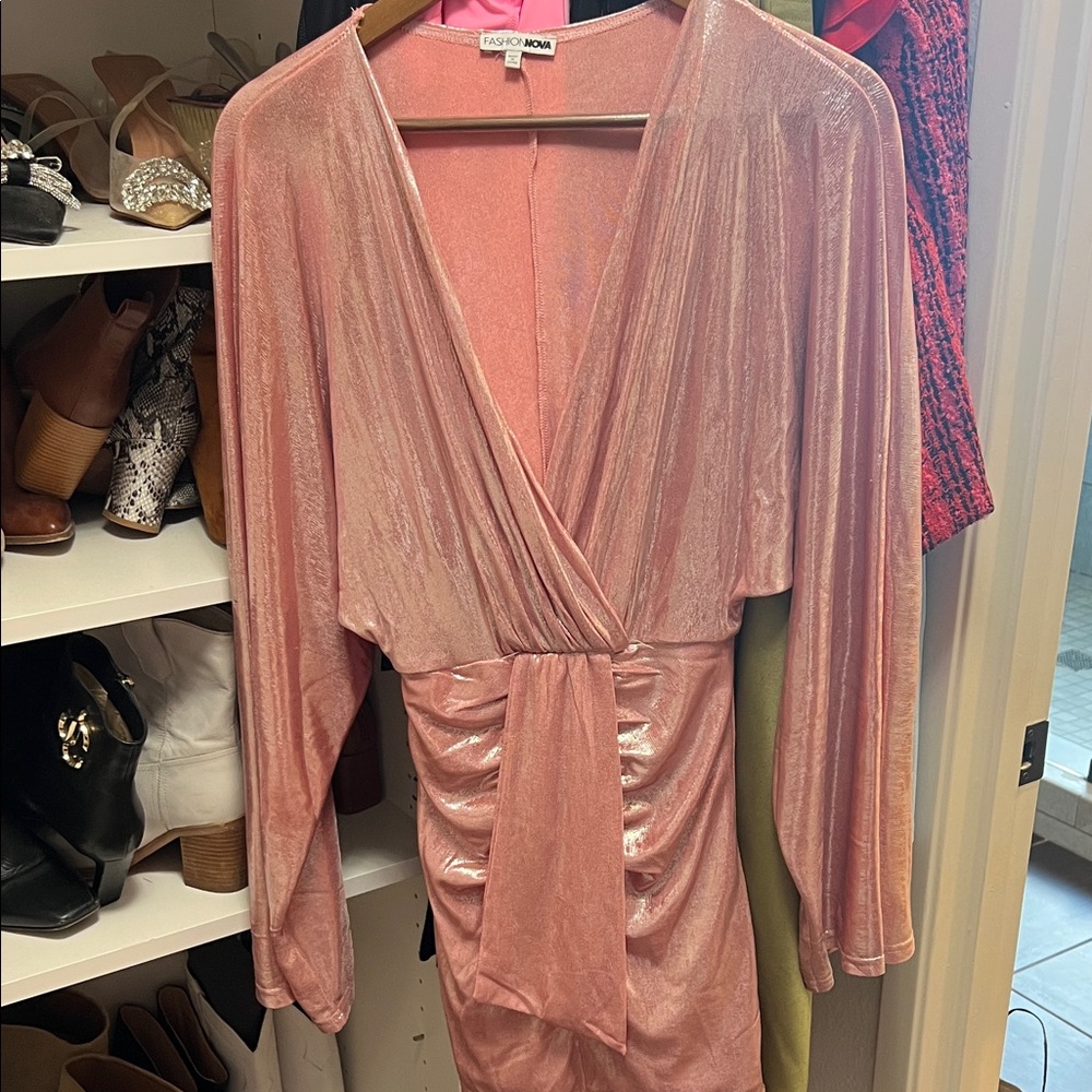 Metallic Pink Mini Dress - Picture 5 of 6